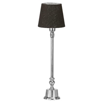 Srebrna lampa stołowa Loa z czarnym abażurem